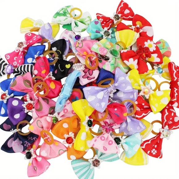 NWT 50 pcs Cute and Colorful Dog Hair Bows - Perfect for Small Puppies and Pets - Picture 4 of 8